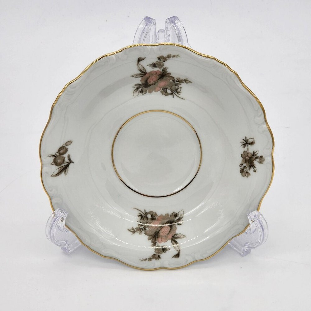 Vintage Johann Haviland Bavaria Germany Sepia Rose 6 in Saucer